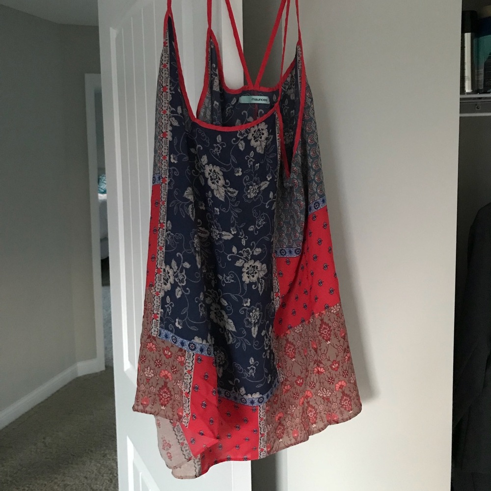 Maurice’s floral red and blue tank top